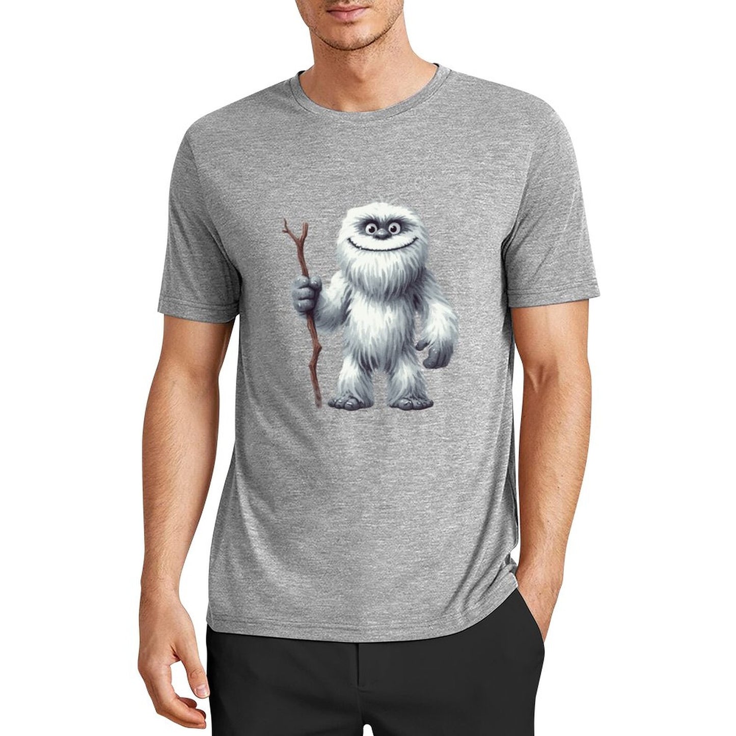 Bigfoot - Sasquatch Yeti Stick Short Sleeve Cotton T-Shirt