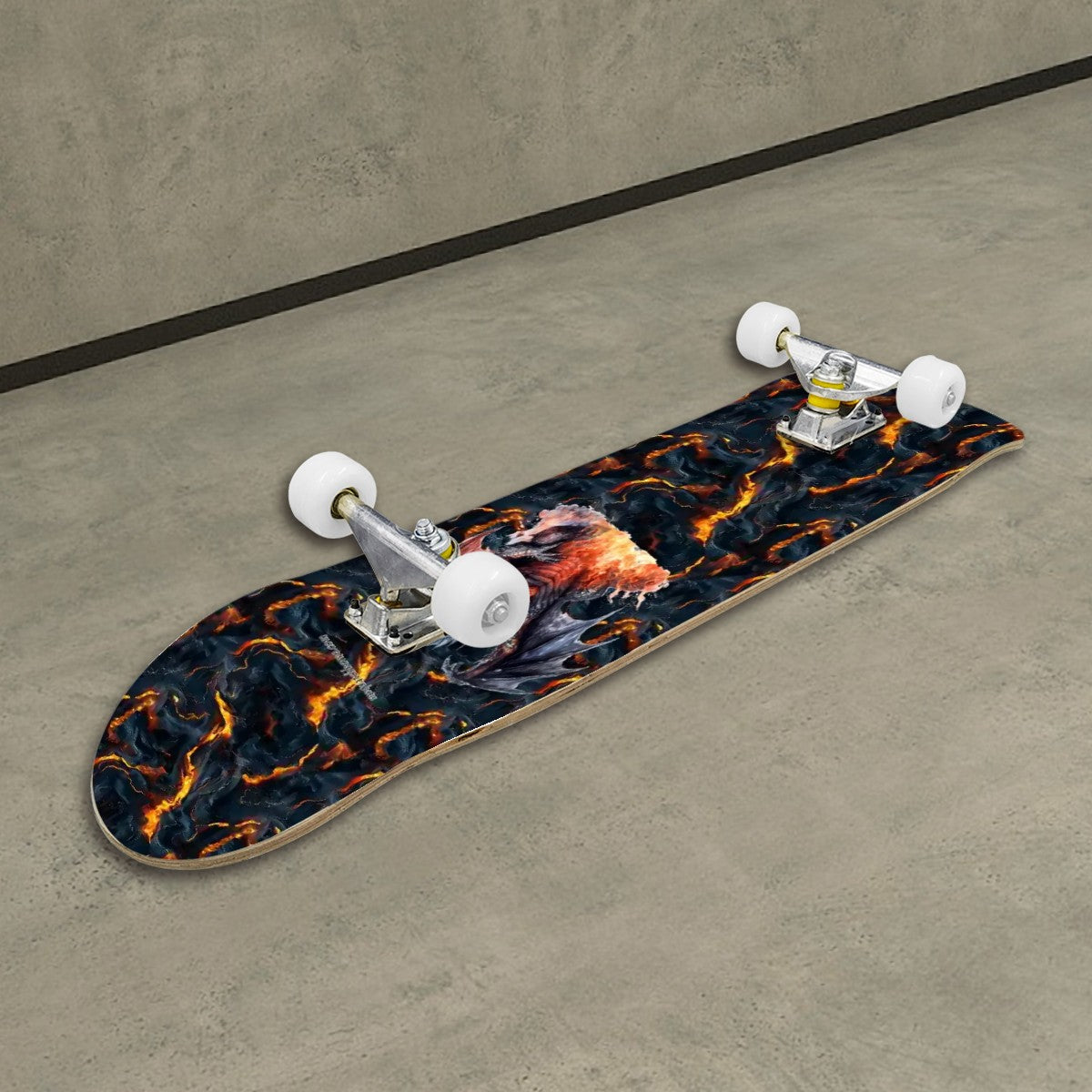 Fire Drago on Lava, High Density 7 Layer Skateboard, Made In USA