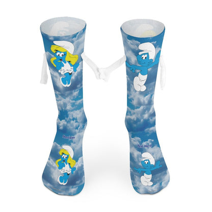 Smurf Magnetic Holding Hands Funny Socks – PERSONALIZE FREE