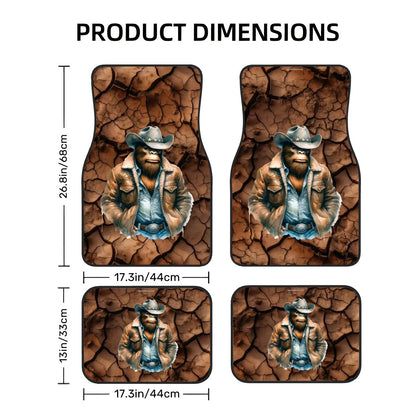 Cowboy Bigfoot / Sasquatch, 4 Piece Auto Floor Mats