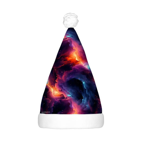 12 Galaxy Outer Space Designs, Adult Plush Santa Hat with Light