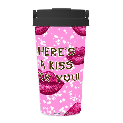 Bigfoot / Sasquatch Kiss, 17 oz Insulated Coffee Mug with Lid & Carrying Handle