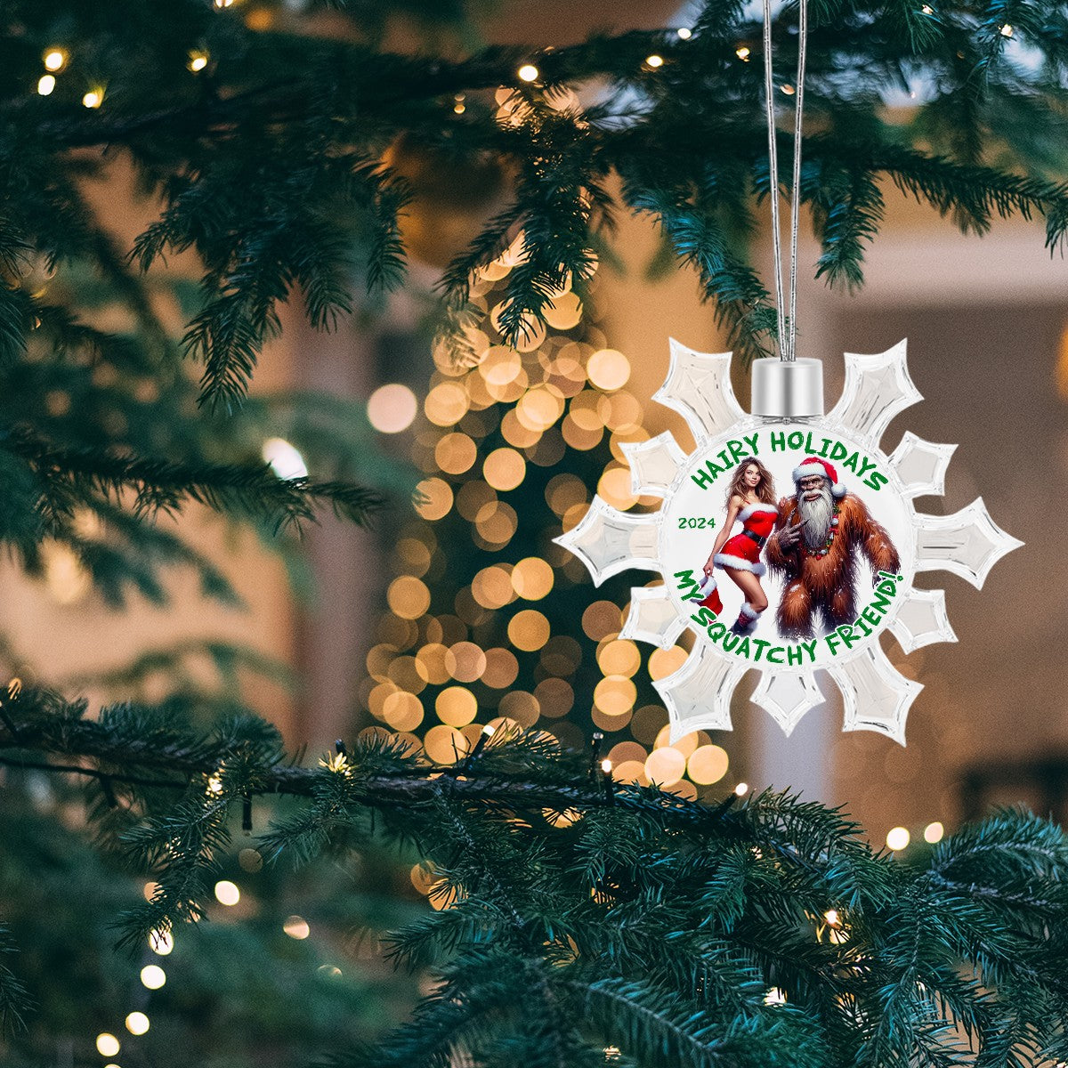 Bigfoot Sasquatch Christmas Snowflake Decorations "Hairy Holidays"