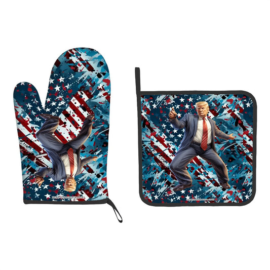 Donald Trump Dancing, Set of 2 Oven Mitts and Pot Holders