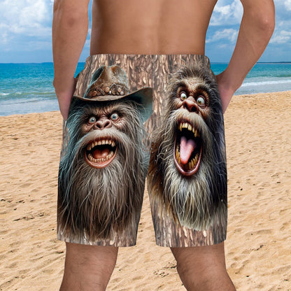 Sassy Sasquatch, Bigfoot, Men Beach Shorts / Swim trunks with 4 Pockets