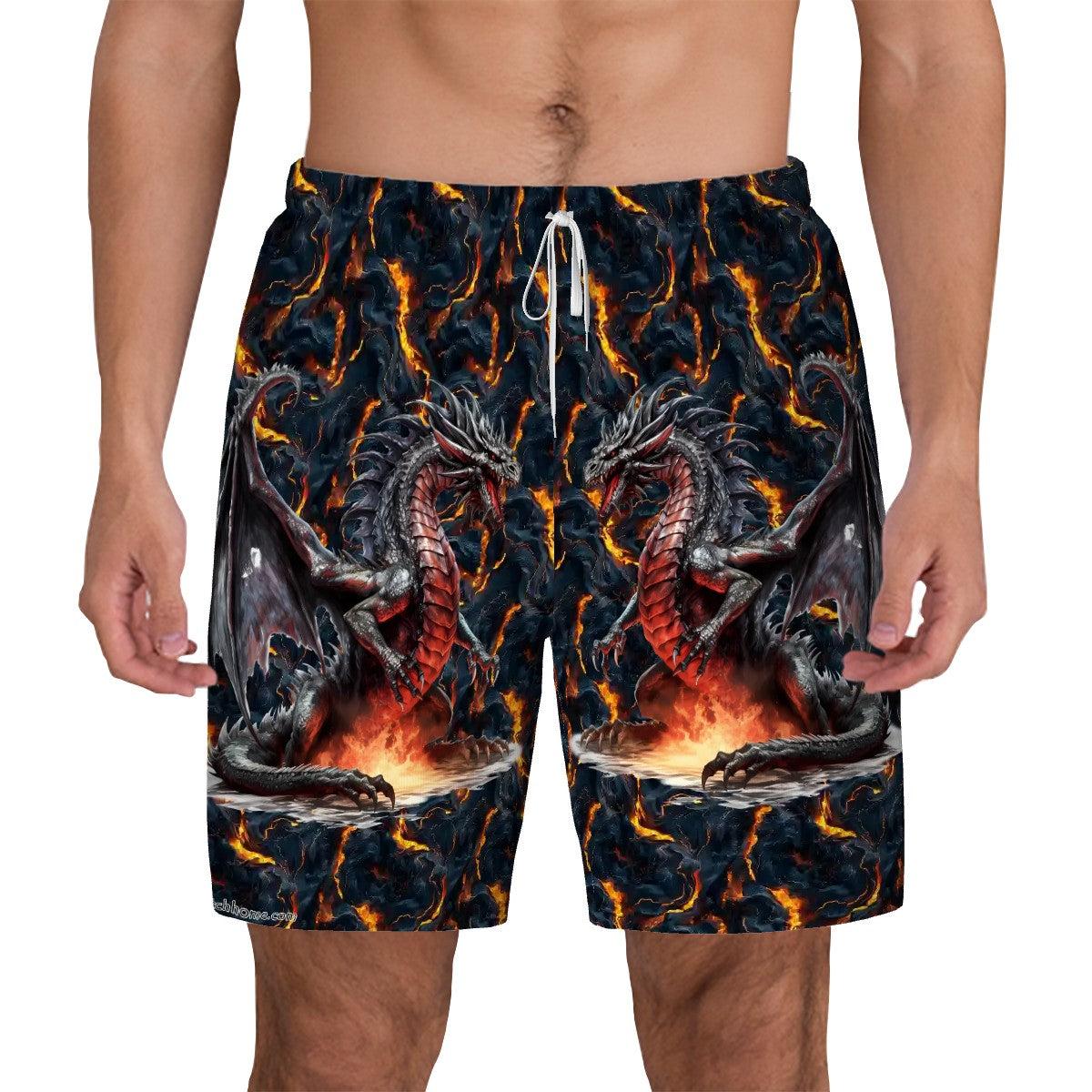 Fire Dragon 2, Men Beach Shorts / Swim trunks with 4 Pockets