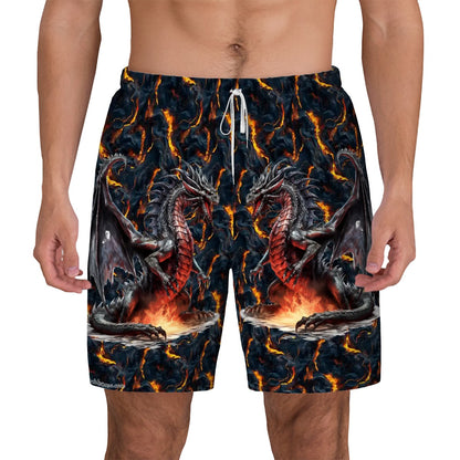 Fire Dragon 2, Men Beach Shorts / Swim trunks with 4 Pockets
