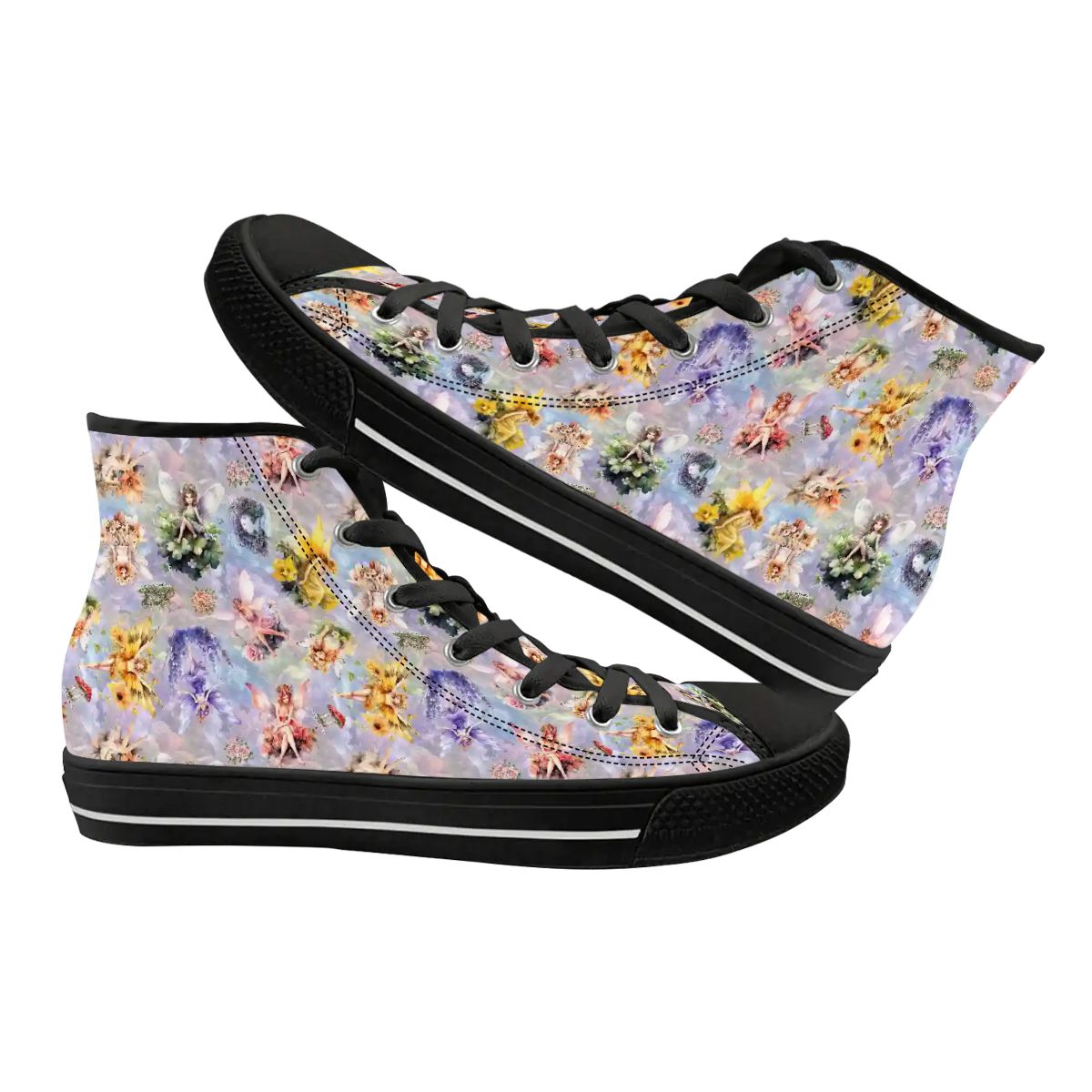 6 Fairy Designs, Women's High Top Canvas Shoes
