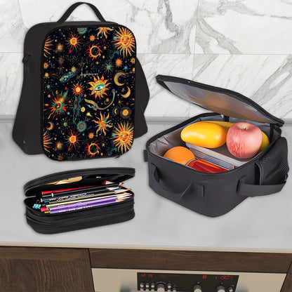 Astrology Designs, 3 Piece Bag Set – Oxford Backpack, Lunch Bag, Pencil Pouch