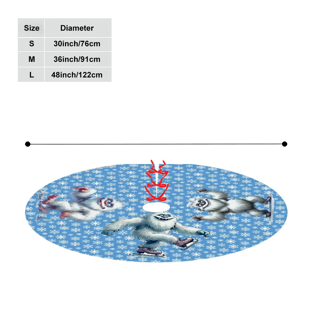 Cute Yeti Design, Plush Christmas Tree Skirt – 3 Sizes