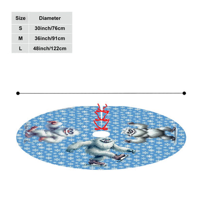 Cute Yeti Design, Plush Christmas Tree Skirt – 3 Sizes