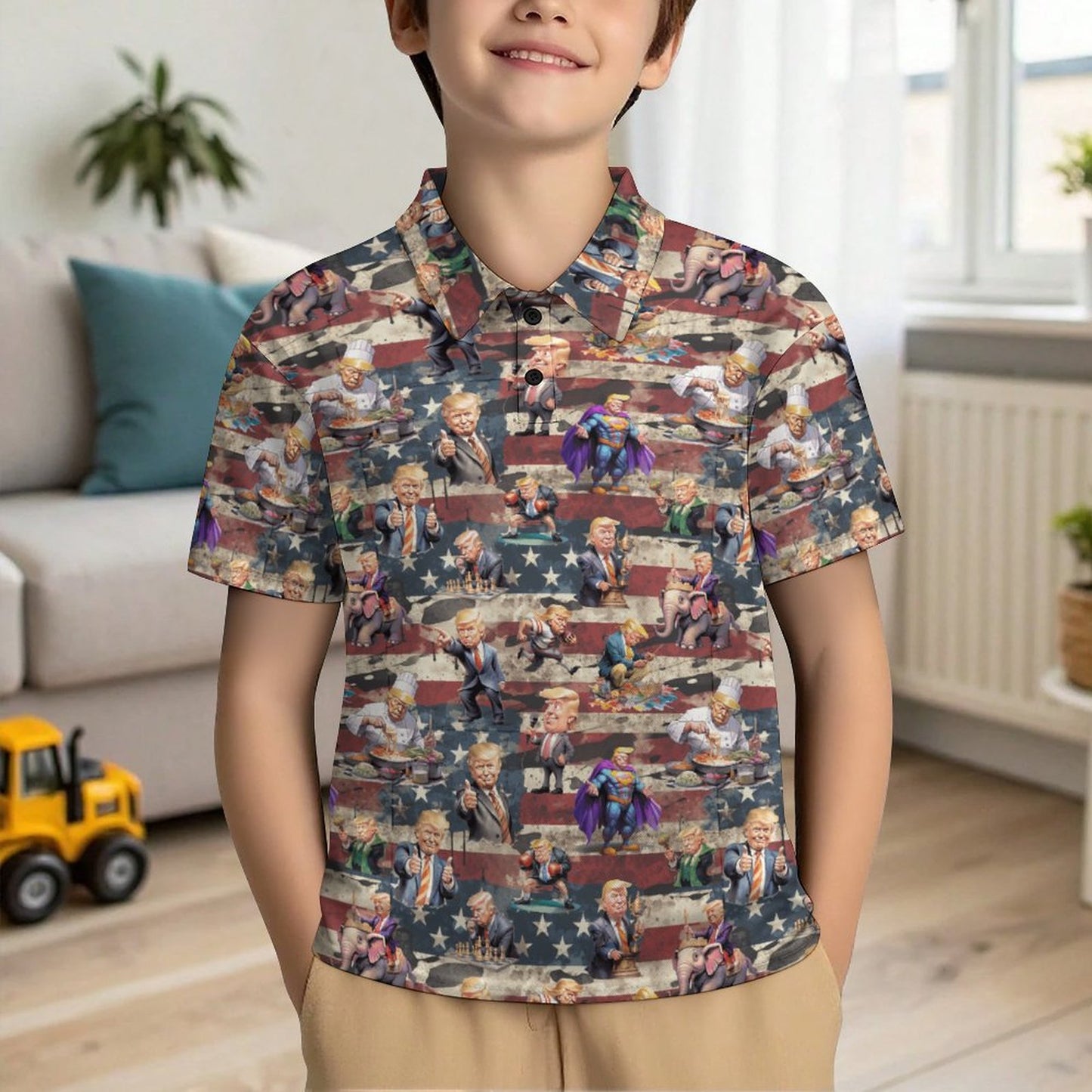 10 Donald Trump Designs, Kids Button Down Polo Shirt