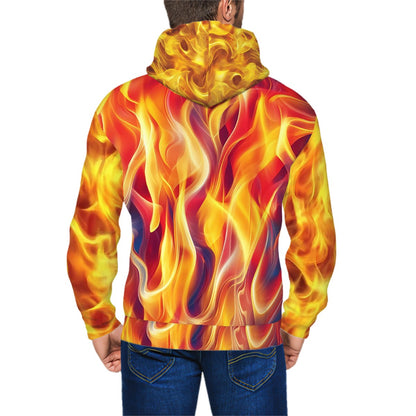Skull and Fire, Zip-Up Hoodie