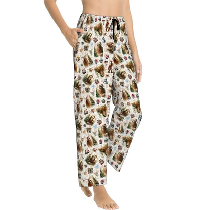 Christmas Sasquatch - Womens Pajama Pants Sasquatch Bigfoot Christmas