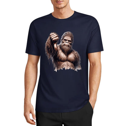 Bigfoot - Sasquatch Thumb Down Short Sleeve Cotton T-Shirt