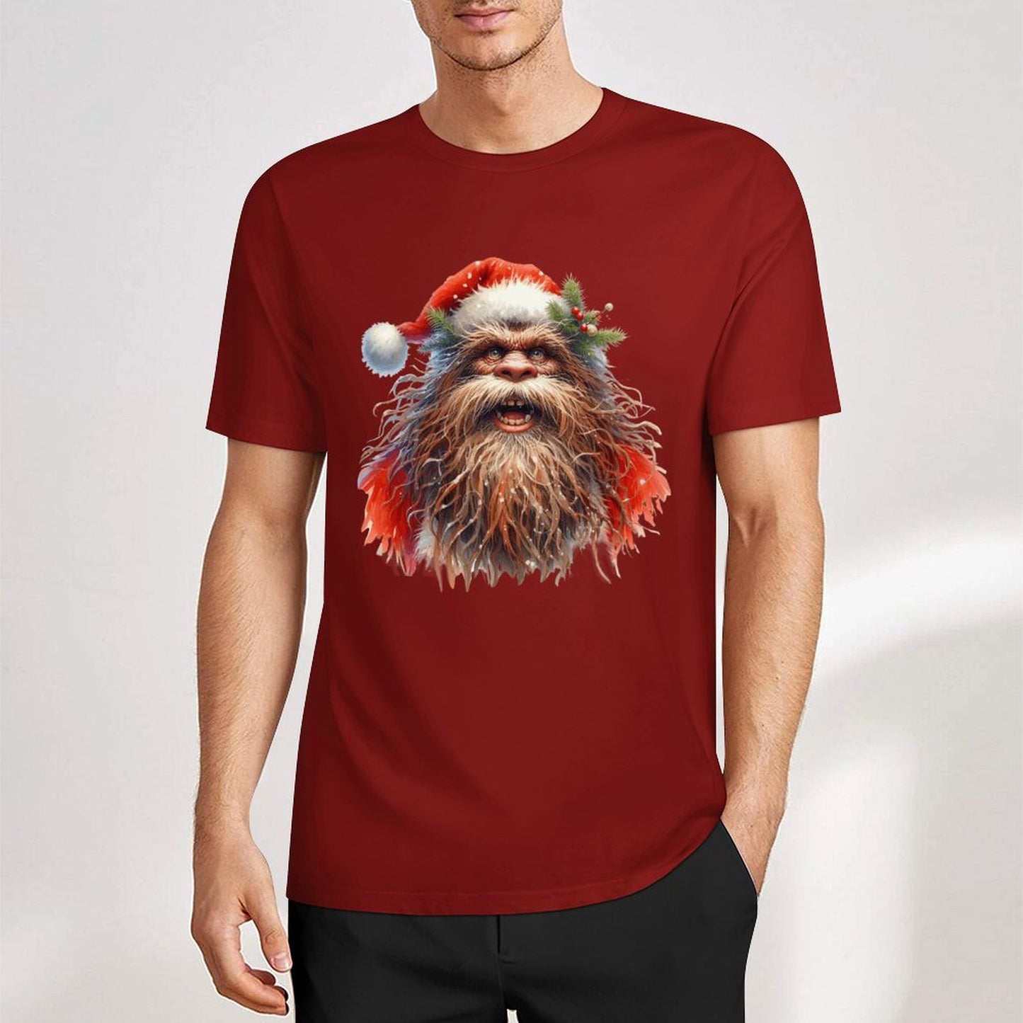 Bigfoot - Sasquatch Santa Short Sleeve Cotton T-Shirt