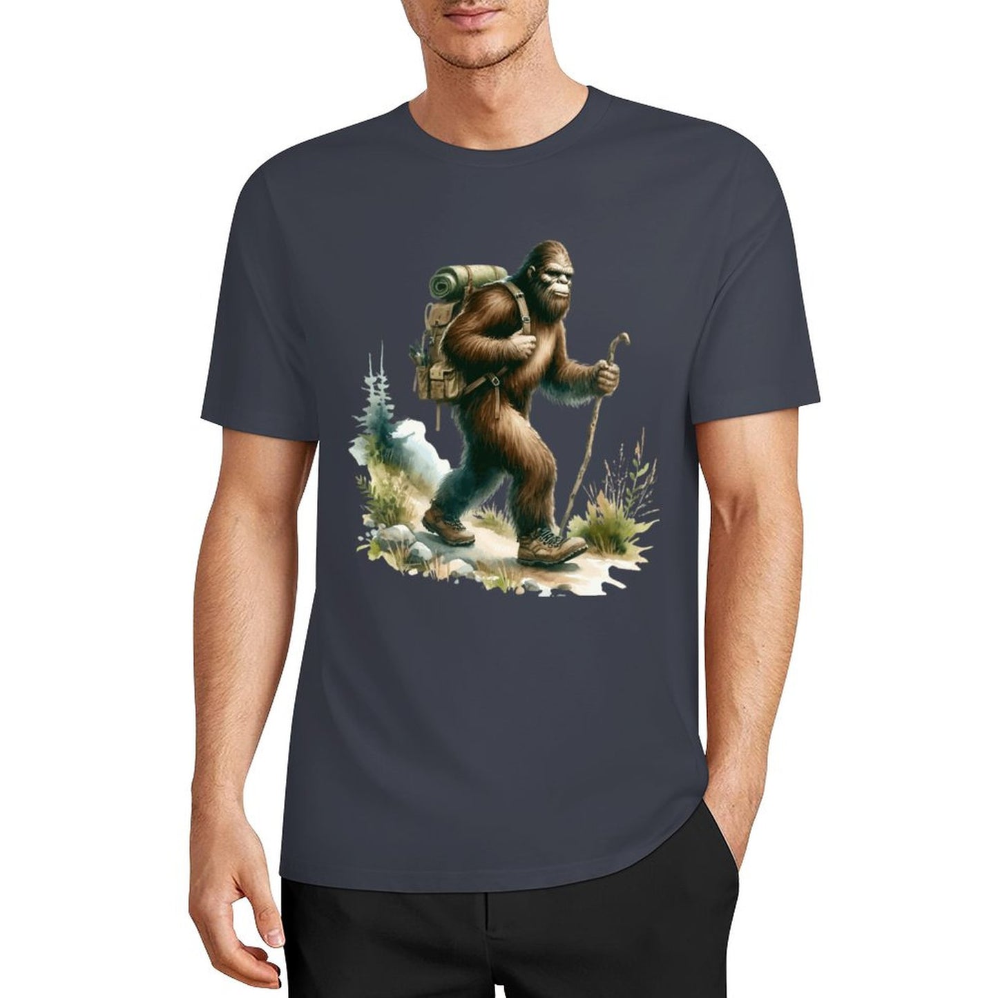 Bigfoot - Sasquatch Hiking Short Sleeve Cotton T-Shirt