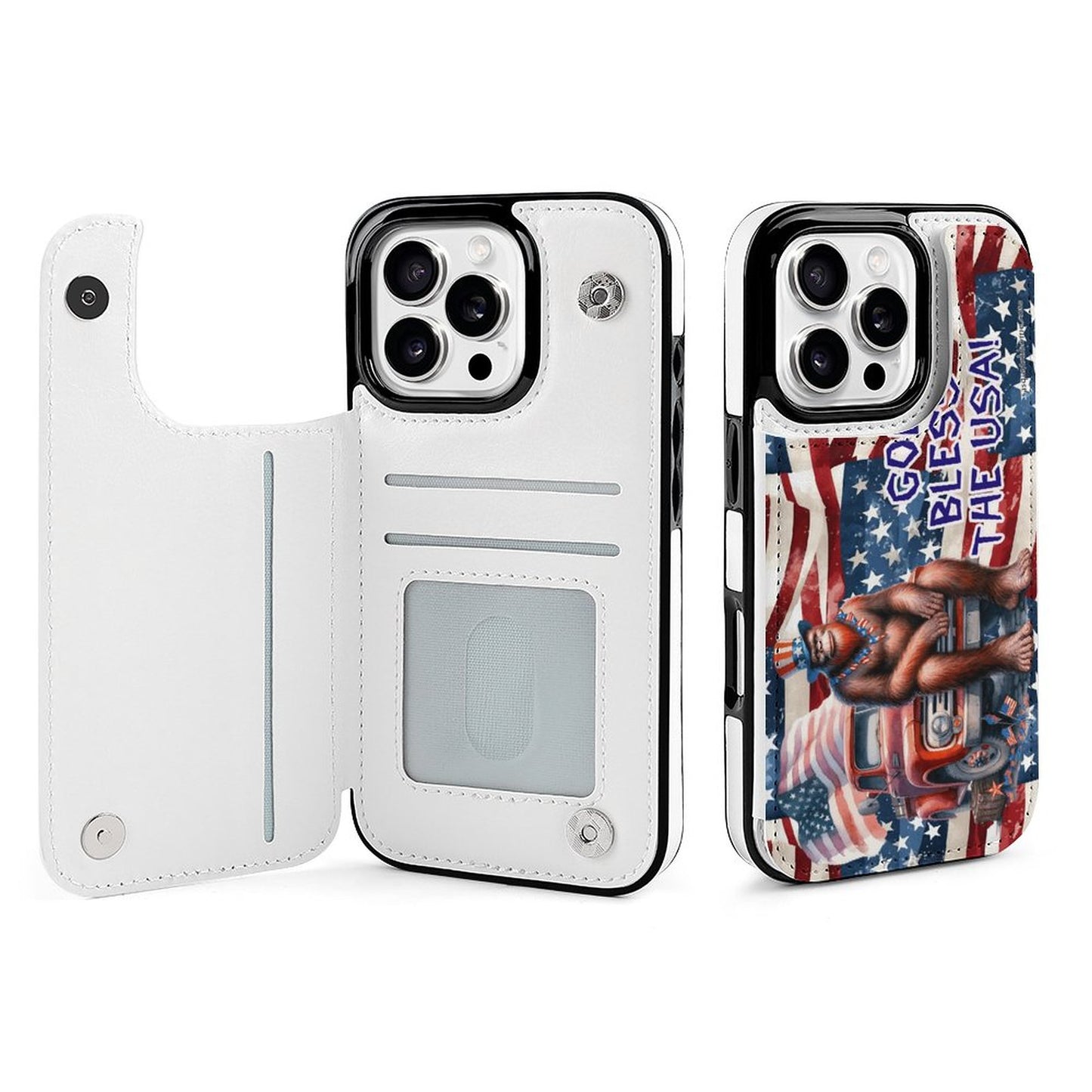 Patriotic Sasquatch / Bigfoot, iPhone 16 Faux Leather Wallet Case