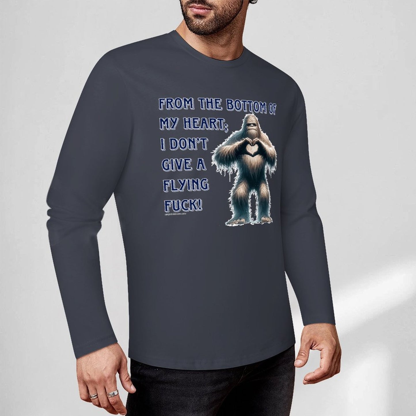 Bigfoot / Sasquatch, "From the bottom of my heart...", Cotton Unisex Long Sleeve T-shirt