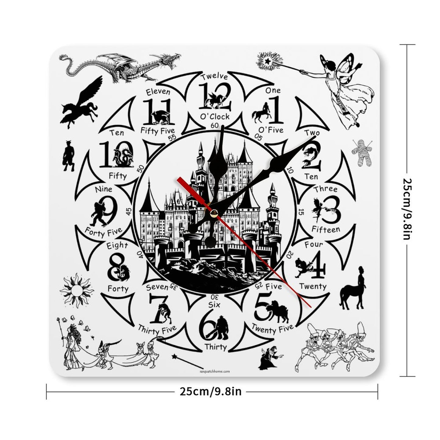 Mythical Creatures Square Wall Clock