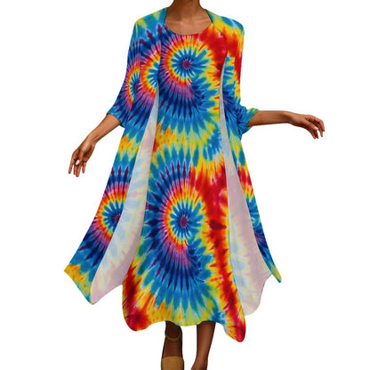 9 More Tie Dye Designs, Women’s Long Dress with Cardigan