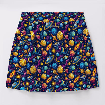 12 Galaxy / Outer Space Designs, Women’s Milk Silk Sports Skorts with Pockets