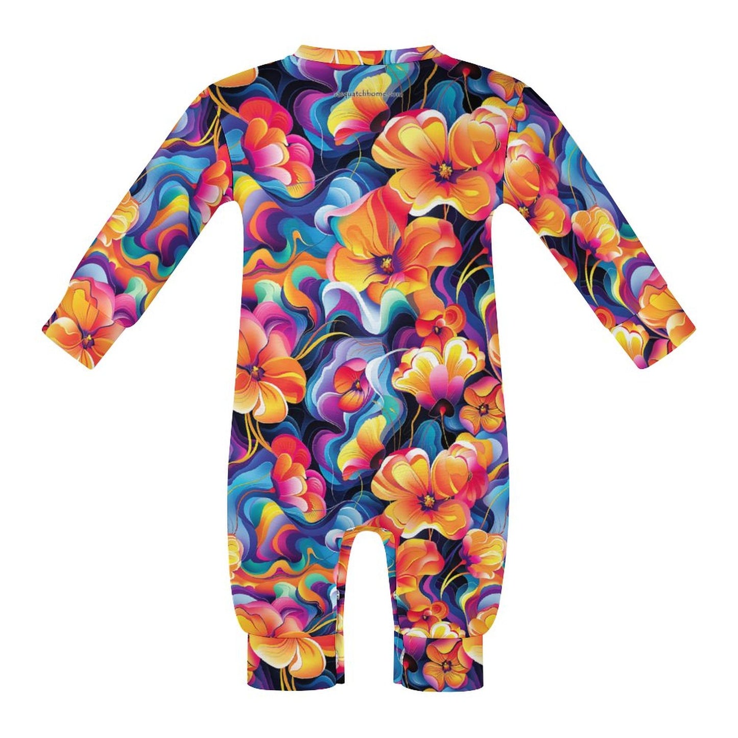 Hawaiian Dancing Bigfoot / Sasquatch, Long Sleeve Baby / Toddler Romper, Faux Cotton