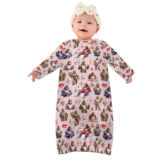 16 Bigfoot / Sasquatch Designs, Baby Long Sleeve Faux Cotton Sleeper Gown