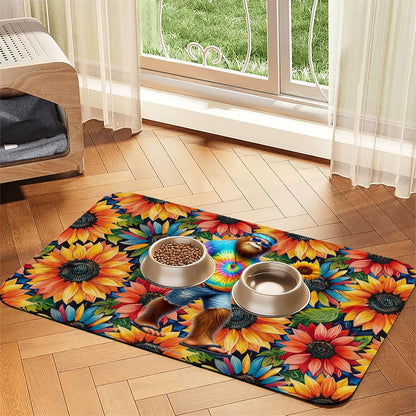 Hippie Bigfoot / Sasquatch, Waterproof Pet Food Mat