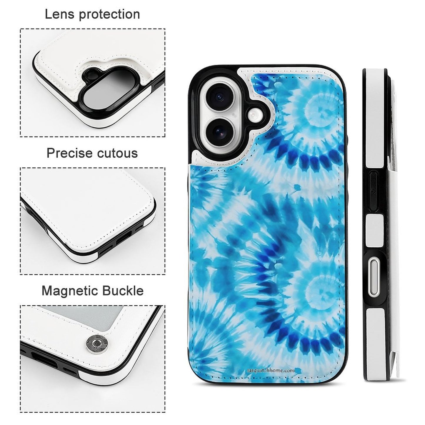 19 Tie Dye Designs, iPhone 16 Faux Leather Wallet Case