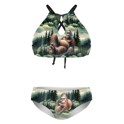 Bigfoot / Sasquatch Woods, Plus Size High-Waisted Bikini Customized Services