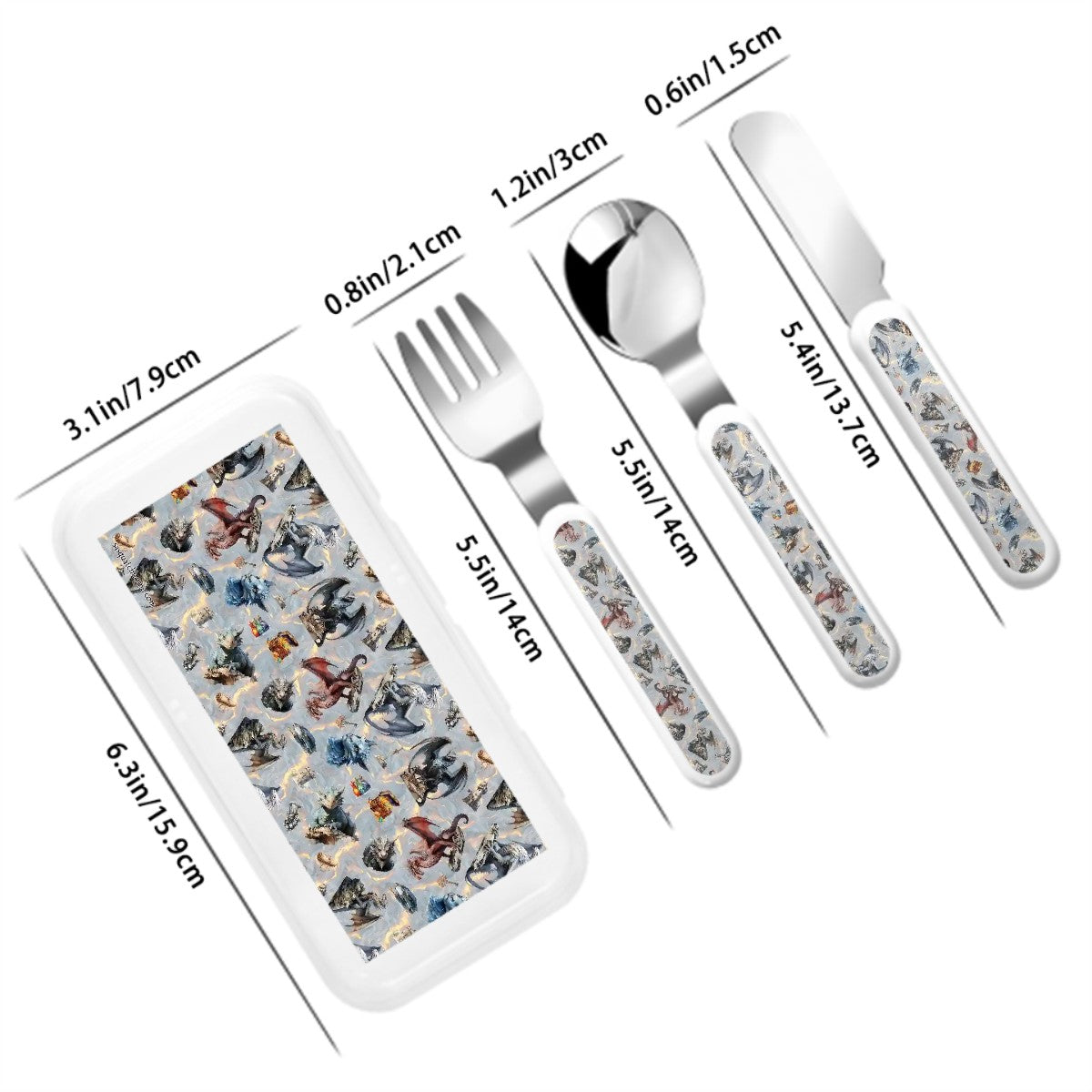 20 Misc Designs Kids Straight Handled Cutlery Set- Dragons, smurfs, zombies, alines
