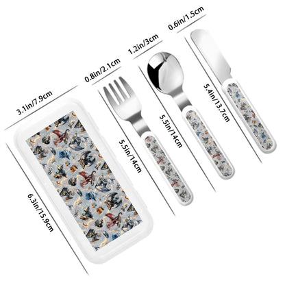 20 Misc Designs Kids Straight Handled Cutlery Set- Dragons, smurfs, zombies, alines