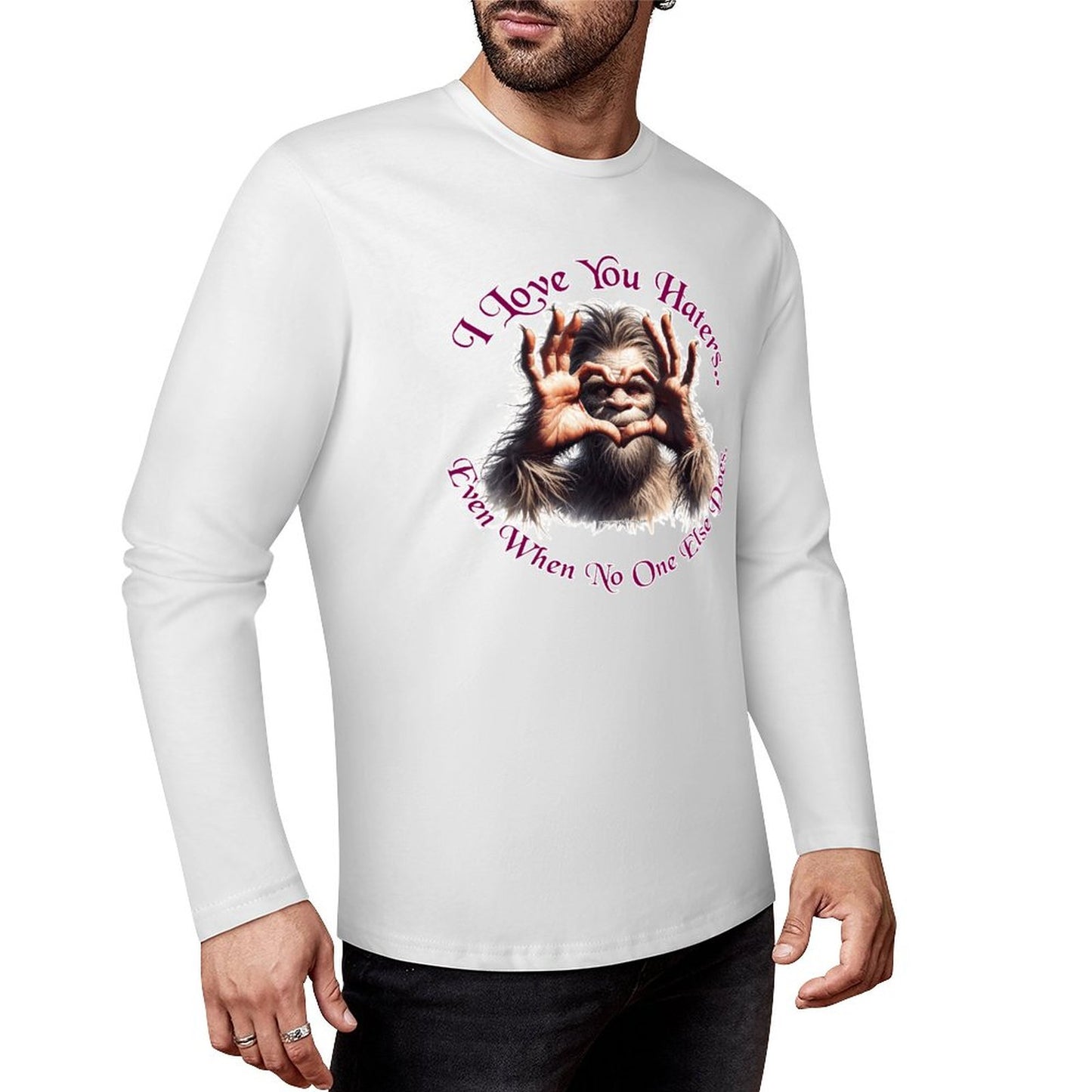 Bigfoot - Sasquatch "I love you.", Cotton Unisex Long Sleeve T-shirt