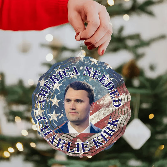 Charlie Kirk, US Made Hanging Metal 3D Wind Spinner, Ornament