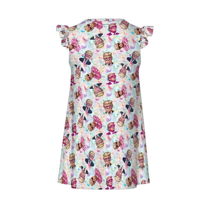20 Donald Trump Designs, Girl's Flutter Sleeve Nightgown