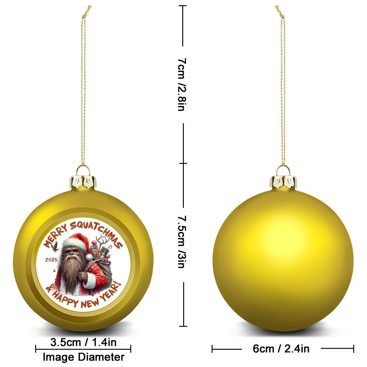Bigfoot Sasquatch Santa, "Merry Squatchmas..", Christmas Ball Ornaments