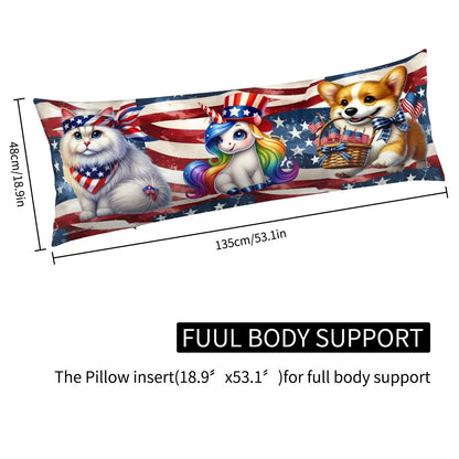 Patriotic Critters, Long Body Pillow Case