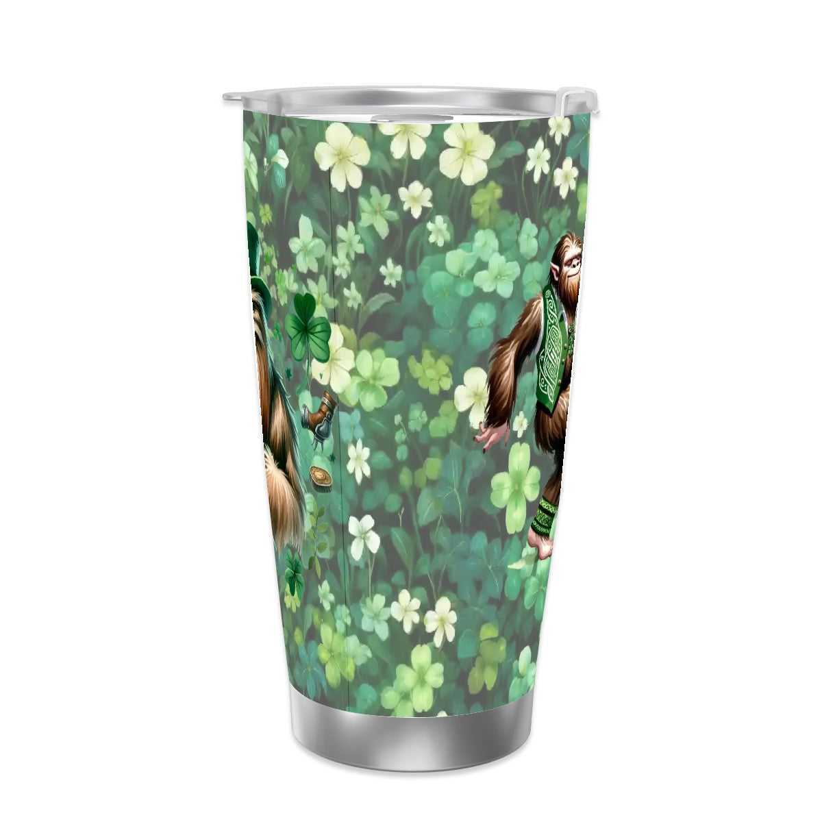 Sasquatch "Leprechaun", Themed 40 oz Travel Coffee Mug with a Straw