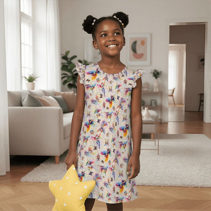 6 Pretty Fairy Designs, Girl's Flutter Sleeve Nightgown