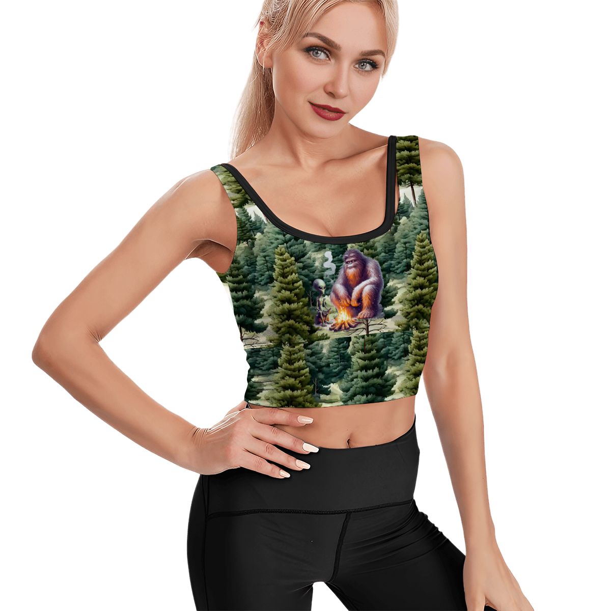Bigfoot / Sasquatch Alien, Women’s Strappy Sports Bra, Yoga Top