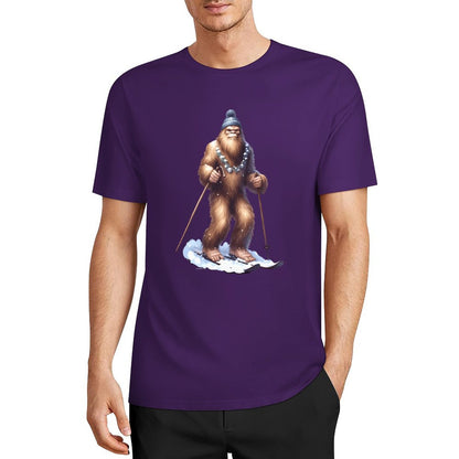 Bigfoot - Sasquatch Snow Skiing Short Sleeve Cotton T-Shirt