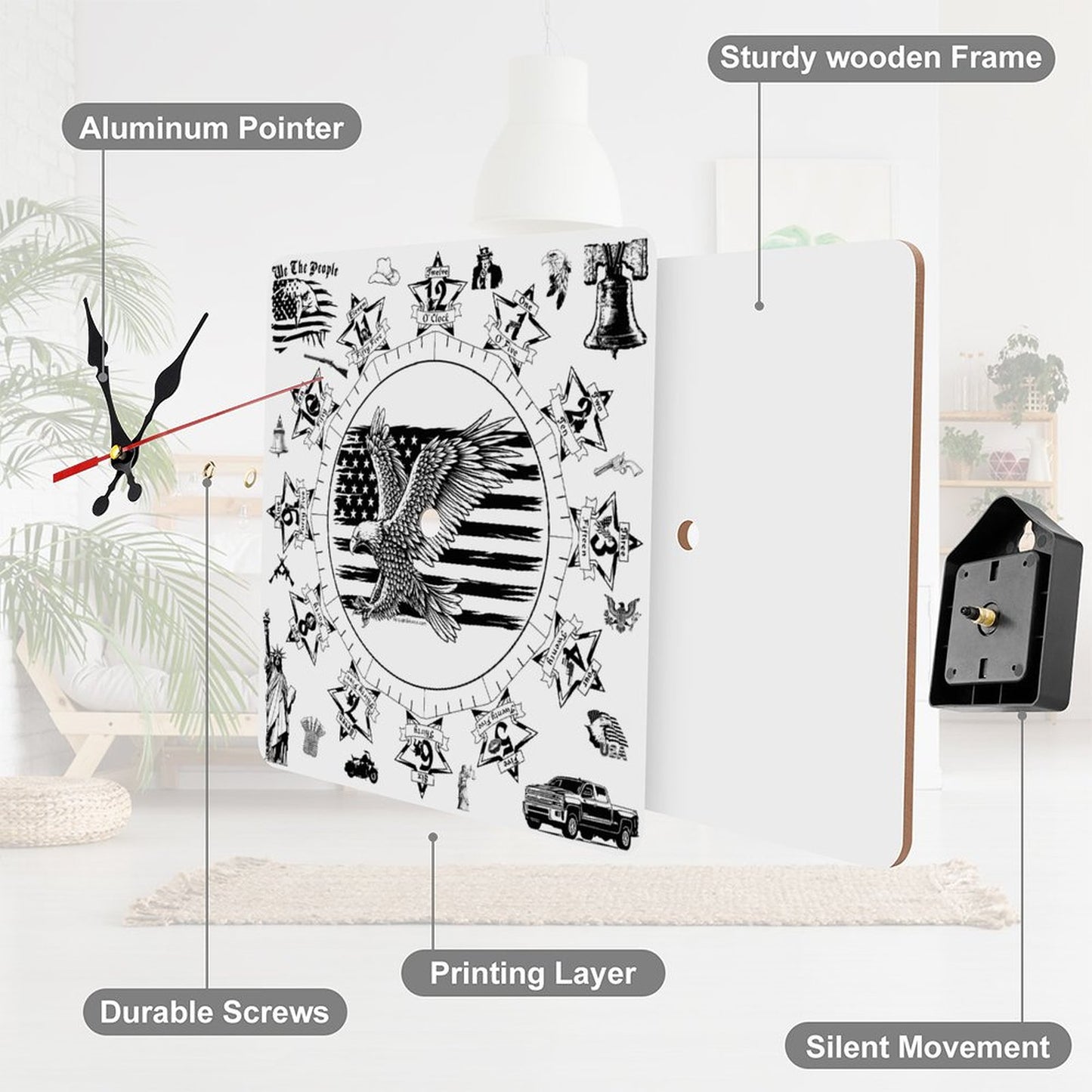 Patriotic Square Wall Clock