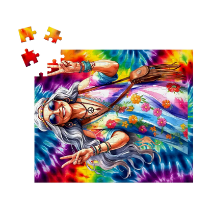 Old Hippie Lady, Jigsaw Puzzles, 4 Sizes