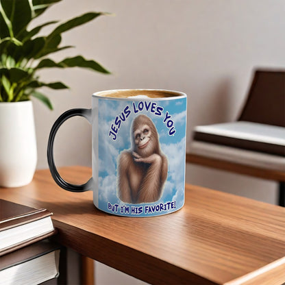 Sarcastic Sasquatch, "I'm His Favorite" Color Changing 11oz Mug, Coffee Cup