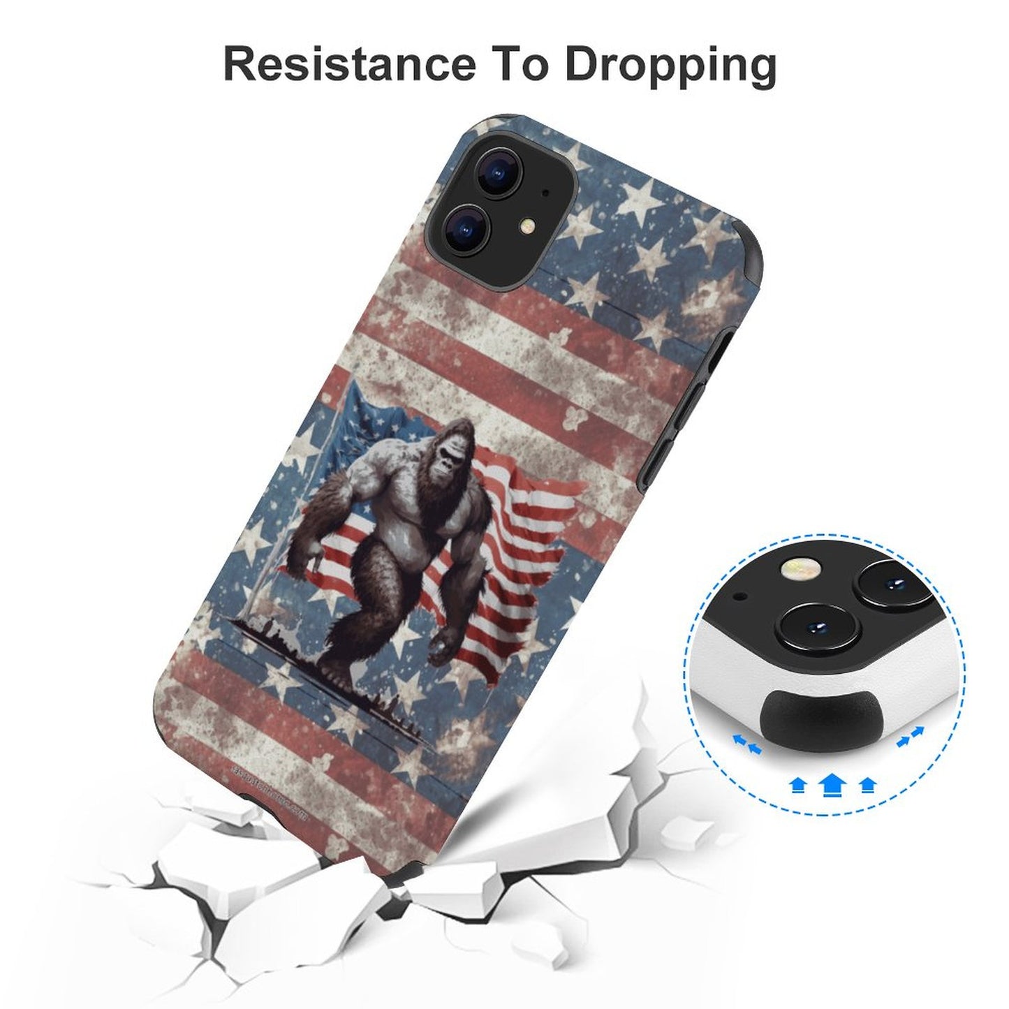 Bigfoot Sasquatch With Flag, Microfiber iPhone 11 Cases