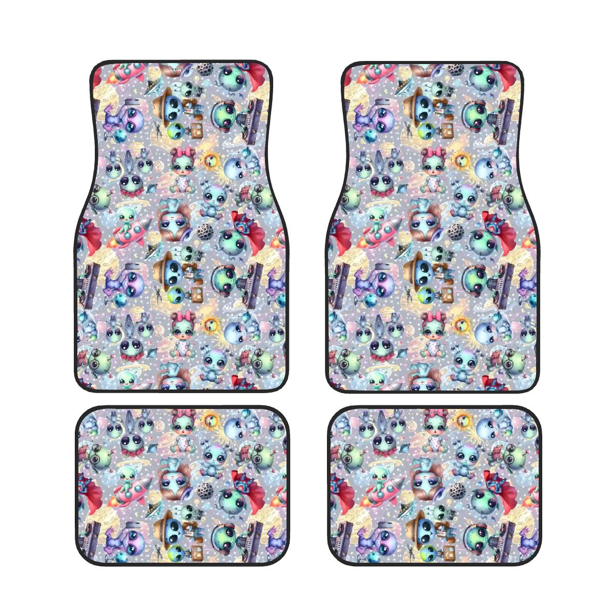 6 Alien Designs, 4 Piece Auto Floor Mats