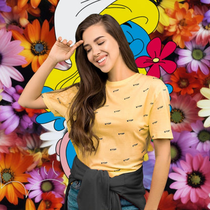 Smurfette "Smell the Flowers" Photography Backdrop-56"x79"/ 142x200cm (Excluding Frames)