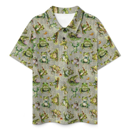 10 Animal Designs, Kids Button Down Polo Shirt