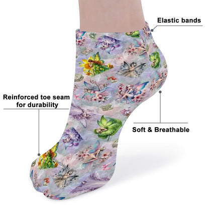 6 Fairy Designs, 8” Poly Ankle Socks